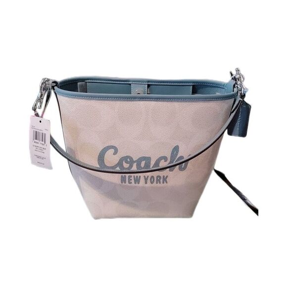 NWT~COACH City Bucket Bag with Coach Graphic in Chalk & Bluebell~$490 Retail Tag - Picture 1 of 8